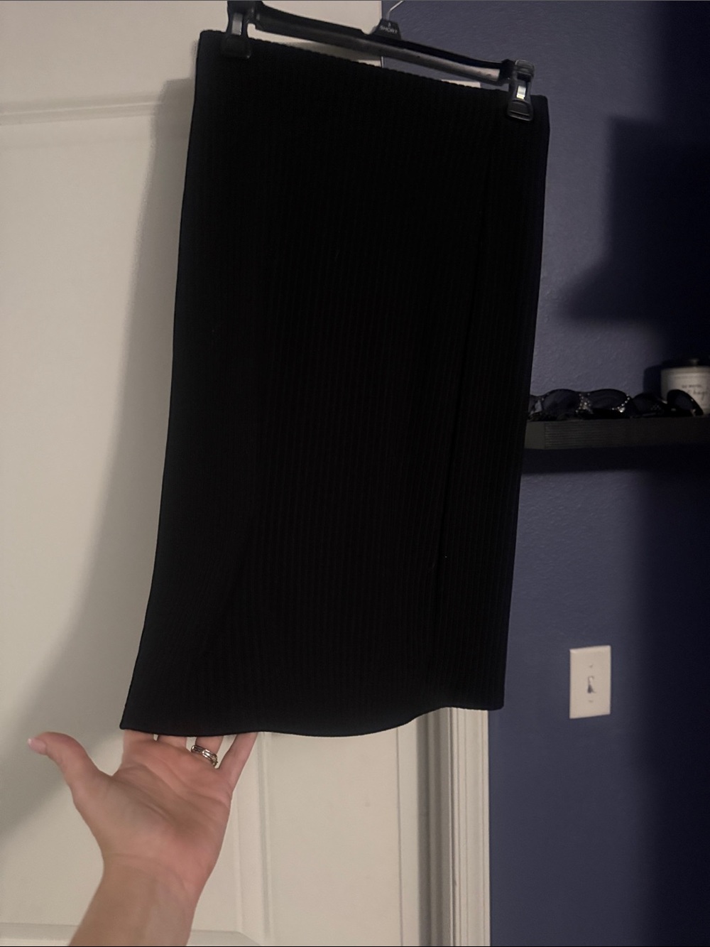 Forever 21 Black Ribbed Pencil Midi Skirt